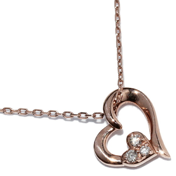 LuxUness K10PG Diamond Pendant Necklace Metal Necklace